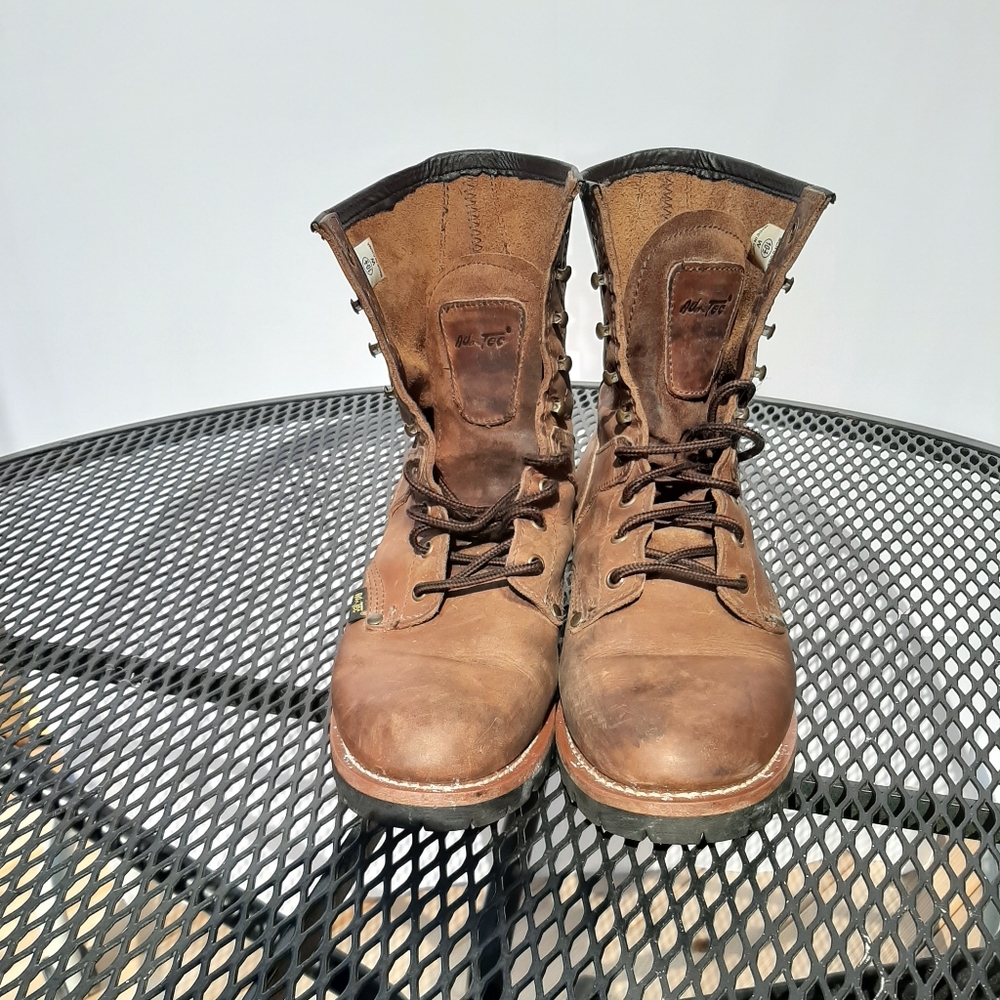 AdTec Men's 9" Brown Genuine Leather Logger Boots